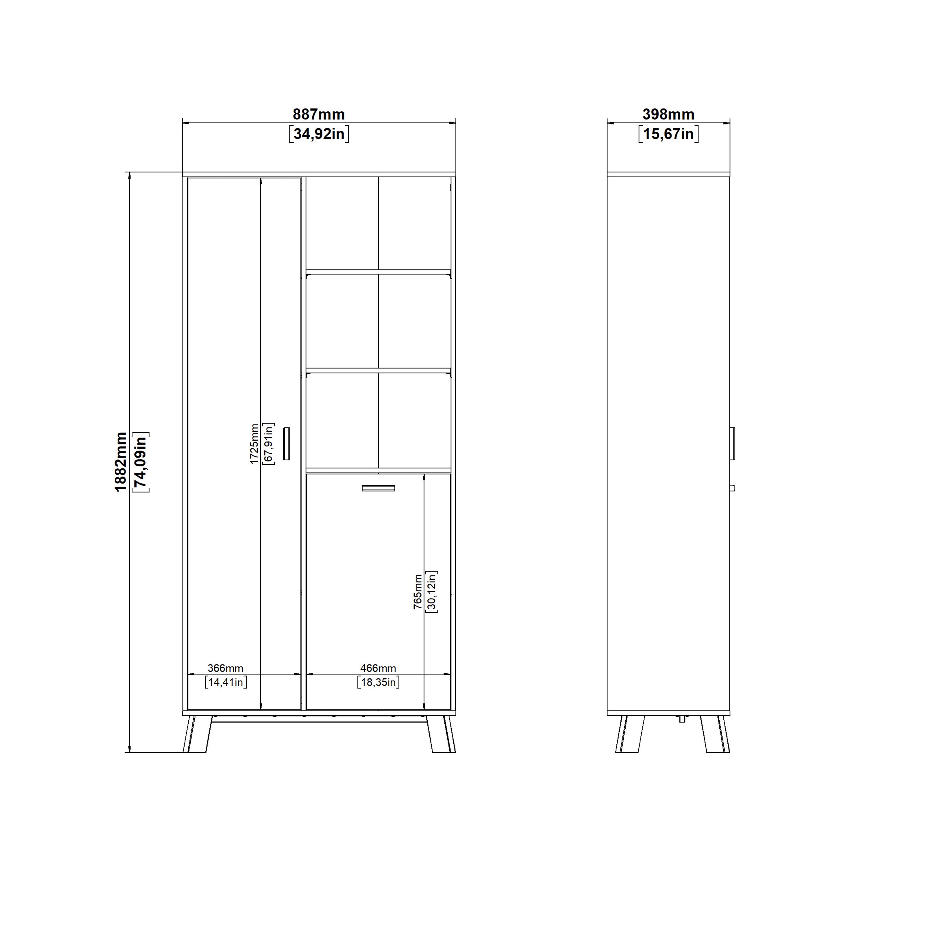 Ikast China Cabinet 2 Doors in Jackson Hickory and White – FTG, view 11