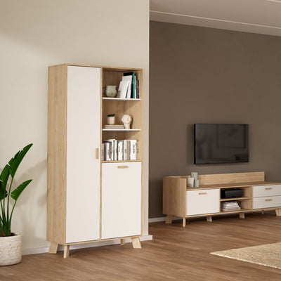 Ikast China Cabinet 2 Doors in Jackson Hickory and White – FTG, view 7