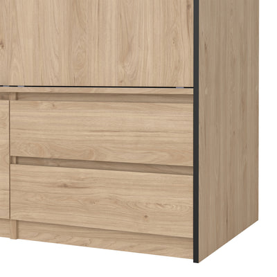 Line Wardrobe with 2 Sliding Doors 1 Small Door and 2 Drawers in Jackson Hickory Oak – FTG, view 11