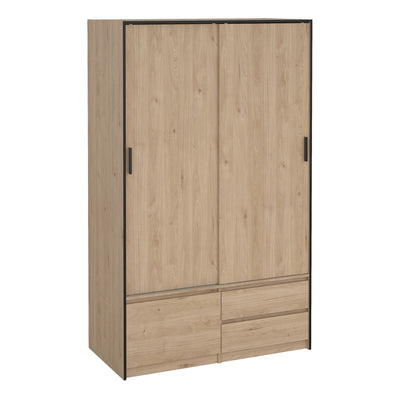 Line Wardrobe with 2 Sliding Doors 1 Small Door and 2 Drawers in Jackson Hickory Oak – FTG