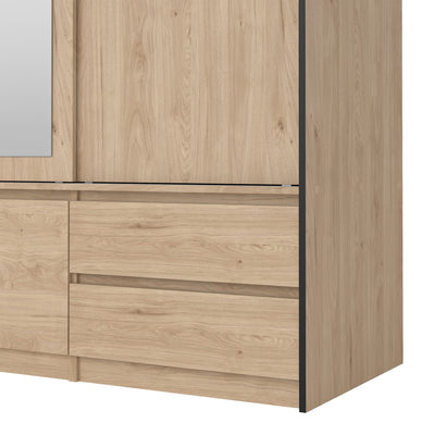 Line Wardrobe with 2 Sliding Doors 1 Sliding Door with Mirror in Jackson Hickory Oak – FTG, view 11
