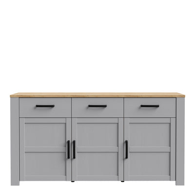 Bohol 3 Door 3 Drawer Sideboard in Riviera Oak/Grey Oak – FTG, view 2