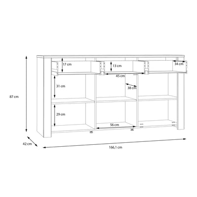 Bohol 3 Door 3 Drawer Sideboard in Riviera Oak/Grey Oak – FTG, view 8