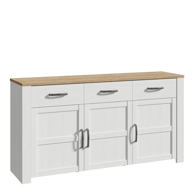 Bohol 3 Door 3 Drawer Sideboard in Riviera Oak/White – FTG