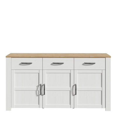 Bohol 3 Door 3 Drawer Sideboard in Riviera Oak/White – FTG, view 2