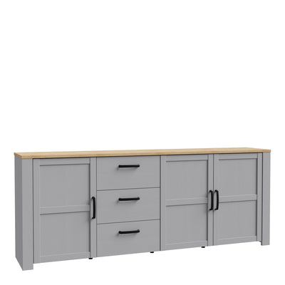 Bohol 3 Door 3 Drawer Large Sideboard in Riviera Oak/Grey Oak – FTG