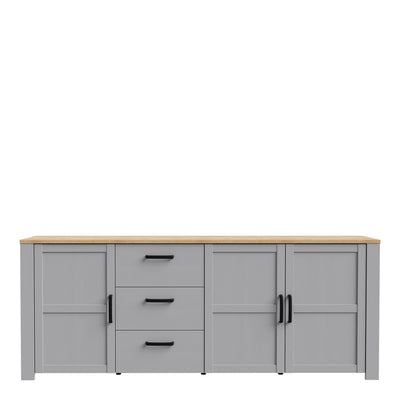 Bohol 3 Door 3 Drawer Large Sideboard in Riviera Oak/Grey Oak – FTG, view 2