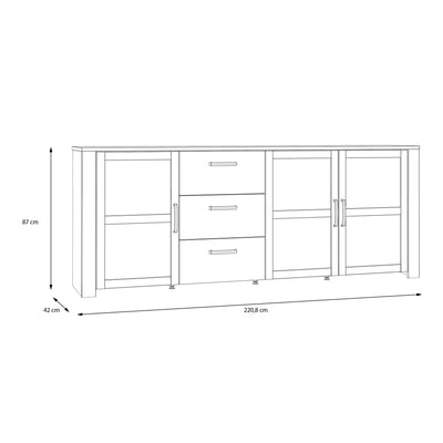 Bohol 3 Door 3 Drawer Large Sideboard in Riviera Oak/Grey Oak – FTG, view 7
