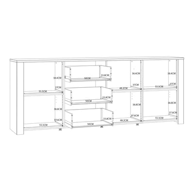 Bohol 3 Door 3 Drawer Large Sideboard in Riviera Oak/White – FTG, view 8