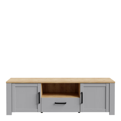 Bohol 2 Door 1 Drawer TV Unit  in Riviera Oak/Grey Oak – FTG, view 2