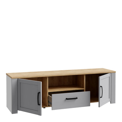 Bohol 2 Door 1 Drawer TV Unit  in Riviera Oak/Grey Oak – FTG, view 3