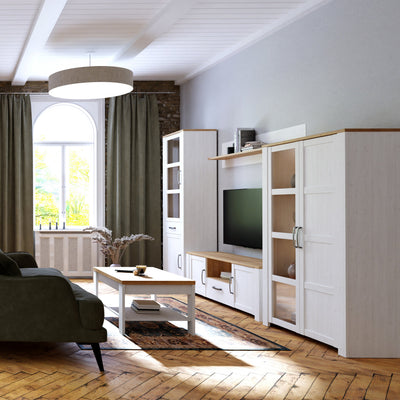 Bohol 2 Door 1 Drawer TV Unit in Riviera Oak/White – FTG, view 5