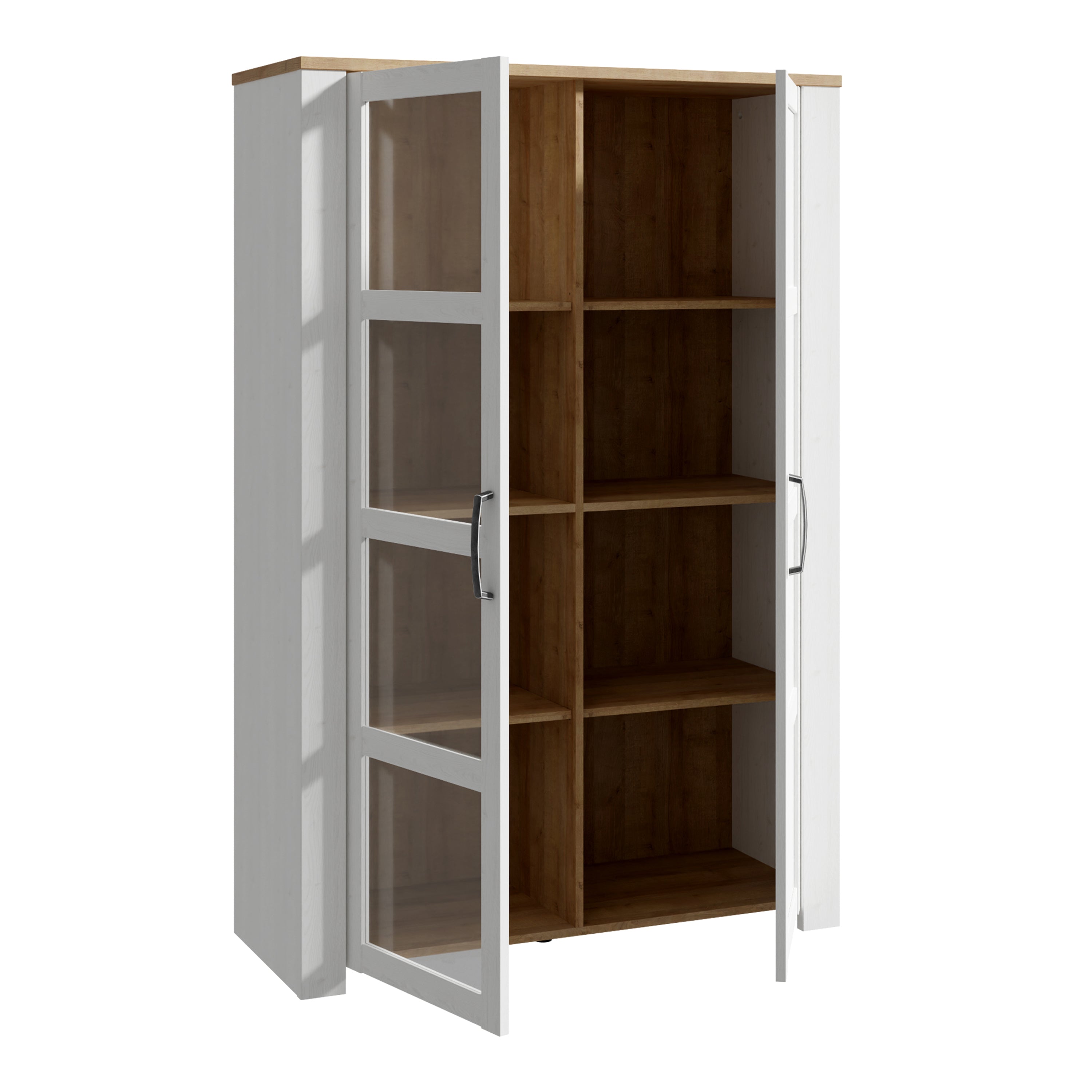 Bohol 2 Door Display Cabinet in Riviera Oak/White – FTG, view 3