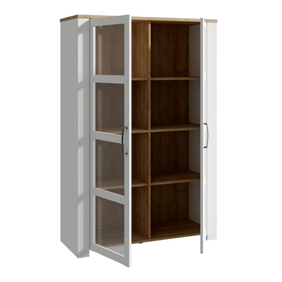 Bohol 2 Door Display Cabinet in Riviera Oak/White – FTG, view 3