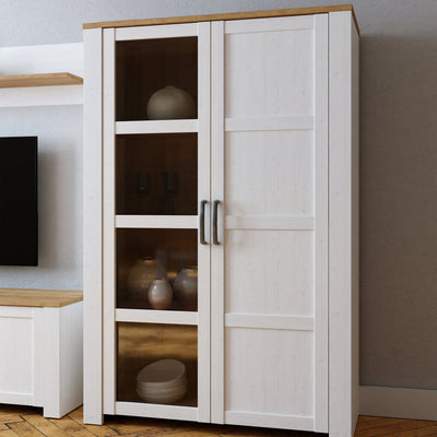 Bohol 2 Door Display Cabinet in Riviera Oak/White – FTG, view 6