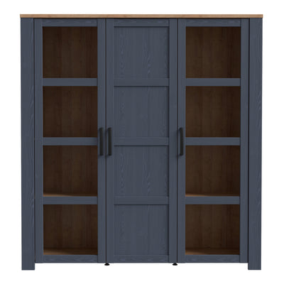 Bohol 3 Door Large Display Cabinet in Riviera Oak/Navy – FTG, view 2