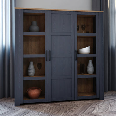 Bohol 3 Door Large Display Cabinet in Riviera Oak/Navy – FTG, view 6