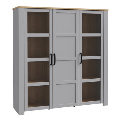 Bohol 3 Door Large Display Cabinet in Riviera Oak/Grey Oak – FTG