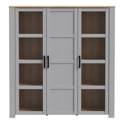 Bohol 3 Door Large Display Cabinet in Riviera Oak/Grey Oak – FTG, view 2