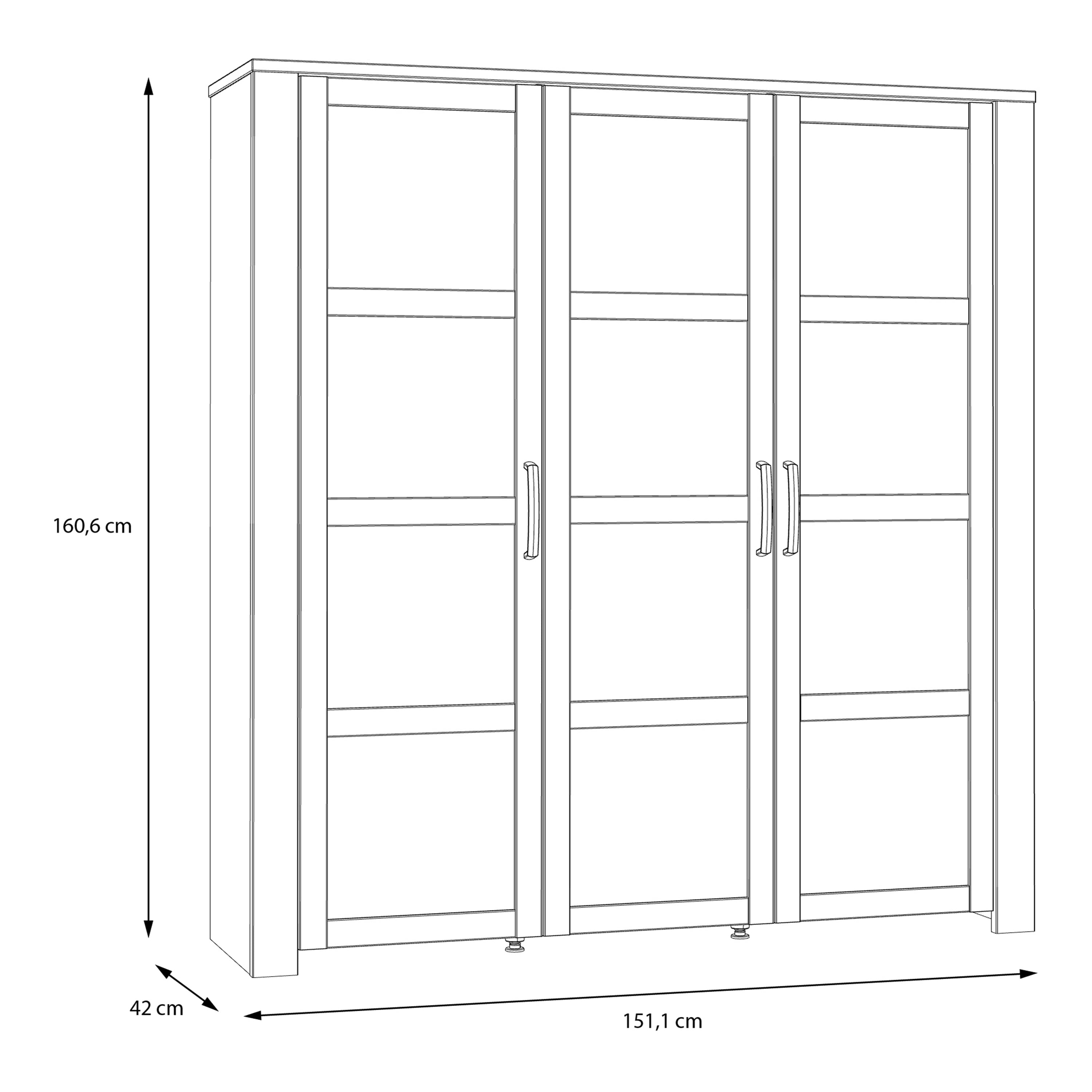 Bohol 3 Door Large Display Cabinet in Riviera Oak/Grey Oak – FTG, view 6