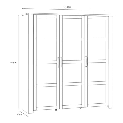 Bohol 3 Door Large Display Cabinet in Riviera Oak/White – FTG, view 6