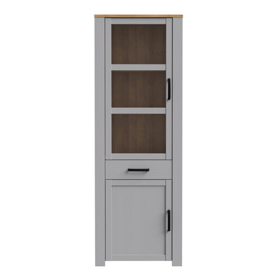 Bohol 2 Door 1 Drawer Narrow Display Cabinet in Riviera Oak/Grey Oak – FTG, view 2
