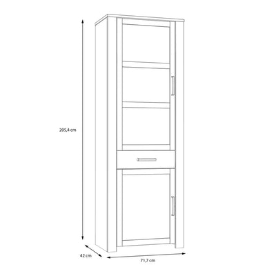 Bohol 2 Door 1 Drawer Narrow Display Cabinet in Riviera Oak/Grey Oak – FTG, view 7