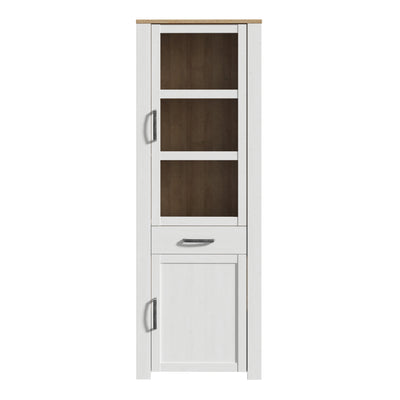 Bohol 2 Door 1 Drawer Narrow Display Cabinet in Riviera Oak/White – FTG, view 2