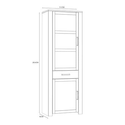 Bohol 2 Door 1 Drawer Narrow Display Cabinet in Riviera Oak/White – FTG, view 8