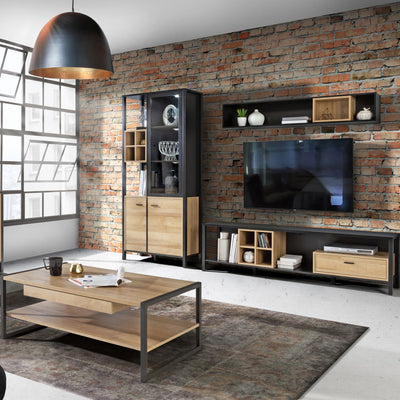 High Rock Wall Shelf in Matt Black/Riviera Oak – FTG, view 5