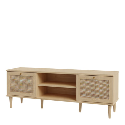 Calasetta 2 Door 1 Shelf TV Unit in Rattan – FTG, view 3