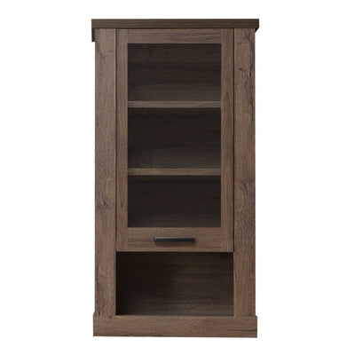 Corona 1 Door  Wall Display Cabinet in Tabak Oak – FTG, view 2