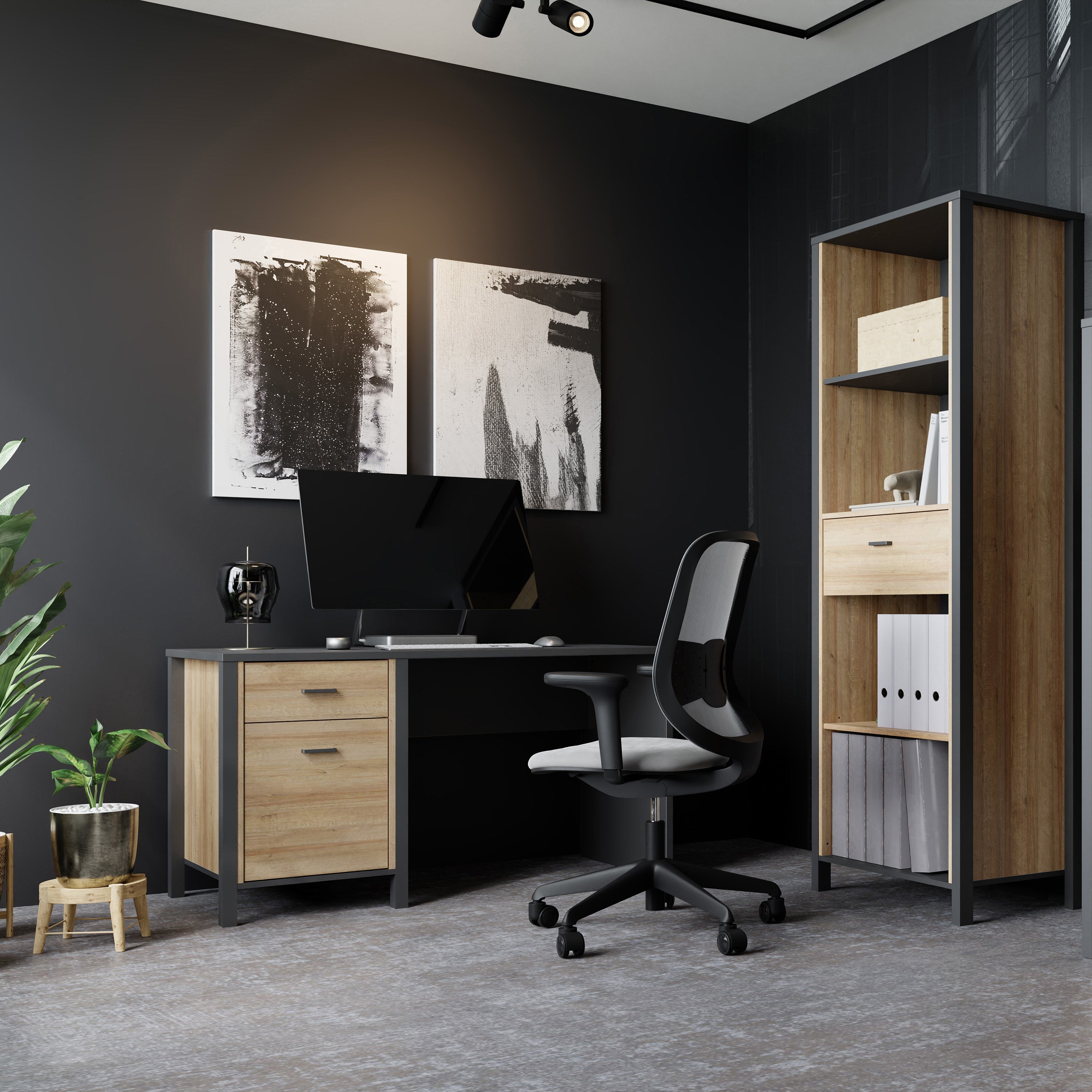 High Rock Desk in Matt Black/Riviera Oak – FTG, view 6
