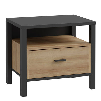 High Rock Bedside in Matt Black/Riviera Oak – FTG