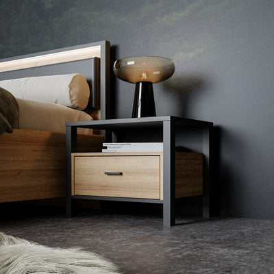 High Rock Bedside in Matt Black/Riviera Oak – FTG, view 7