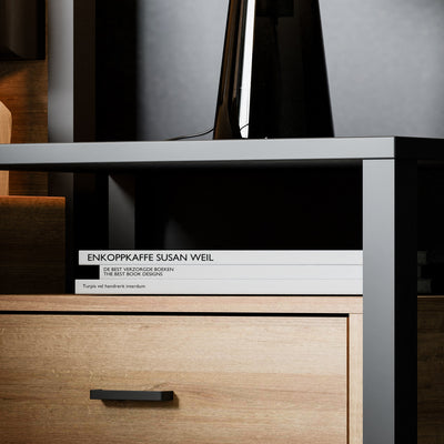 High Rock Bedside in Matt Black/Riviera Oak – FTG, view 8