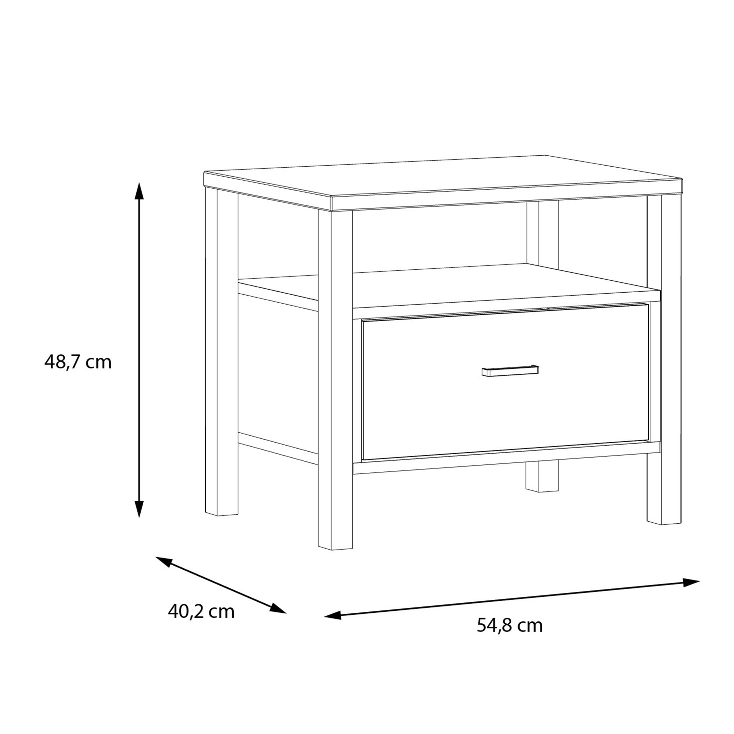 High Rock Bedside in Matt Black/Riviera Oak – FTG, view 9