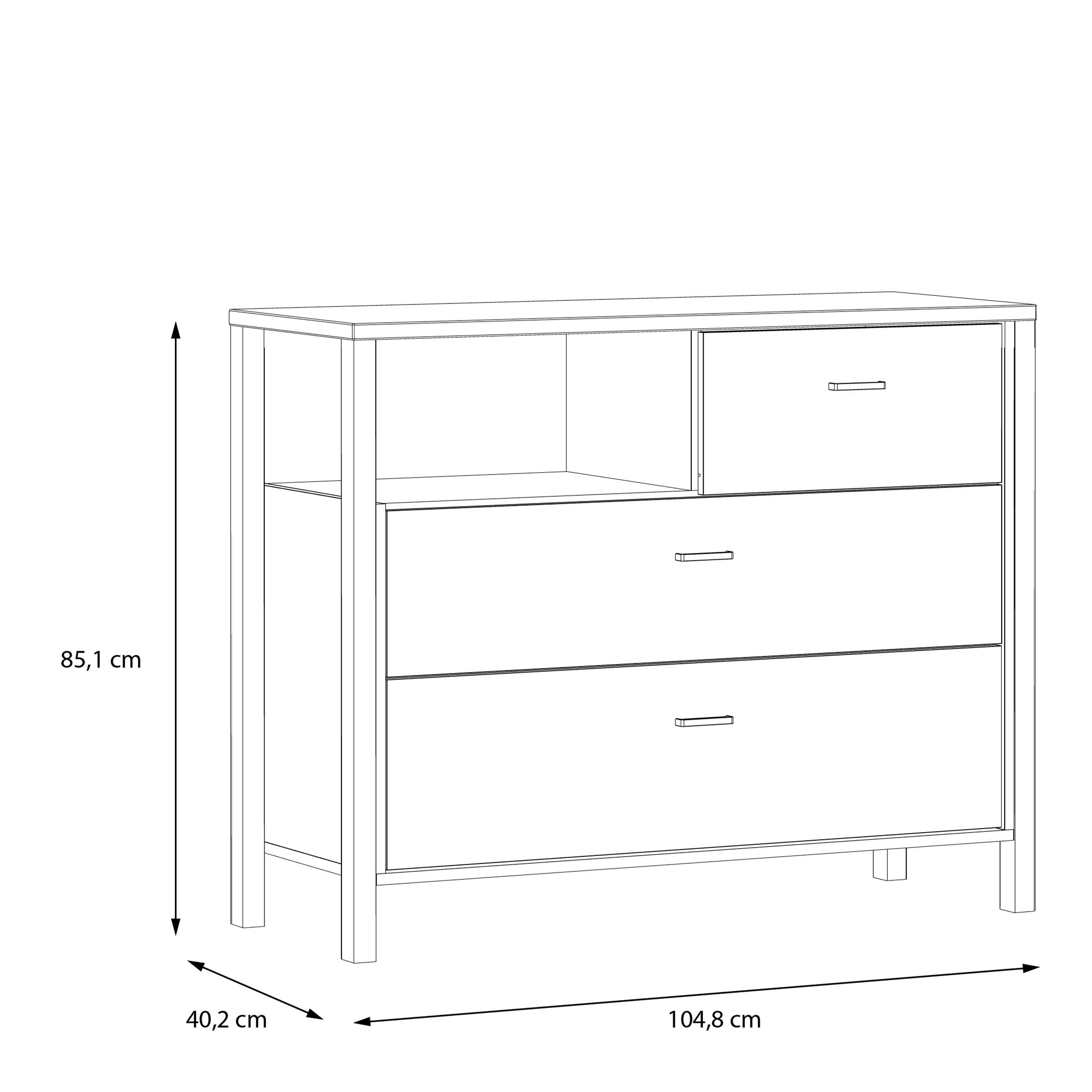 High Rock Chest of 3 Drawers in Matt Black/Riviera Oak – FTG, view 7