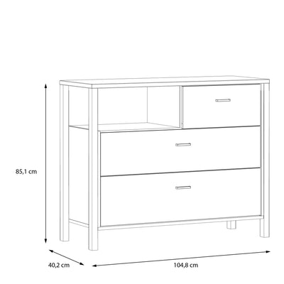 High Rock Chest of 3 Drawers in Matt Black/Riviera Oak – FTG, view 7