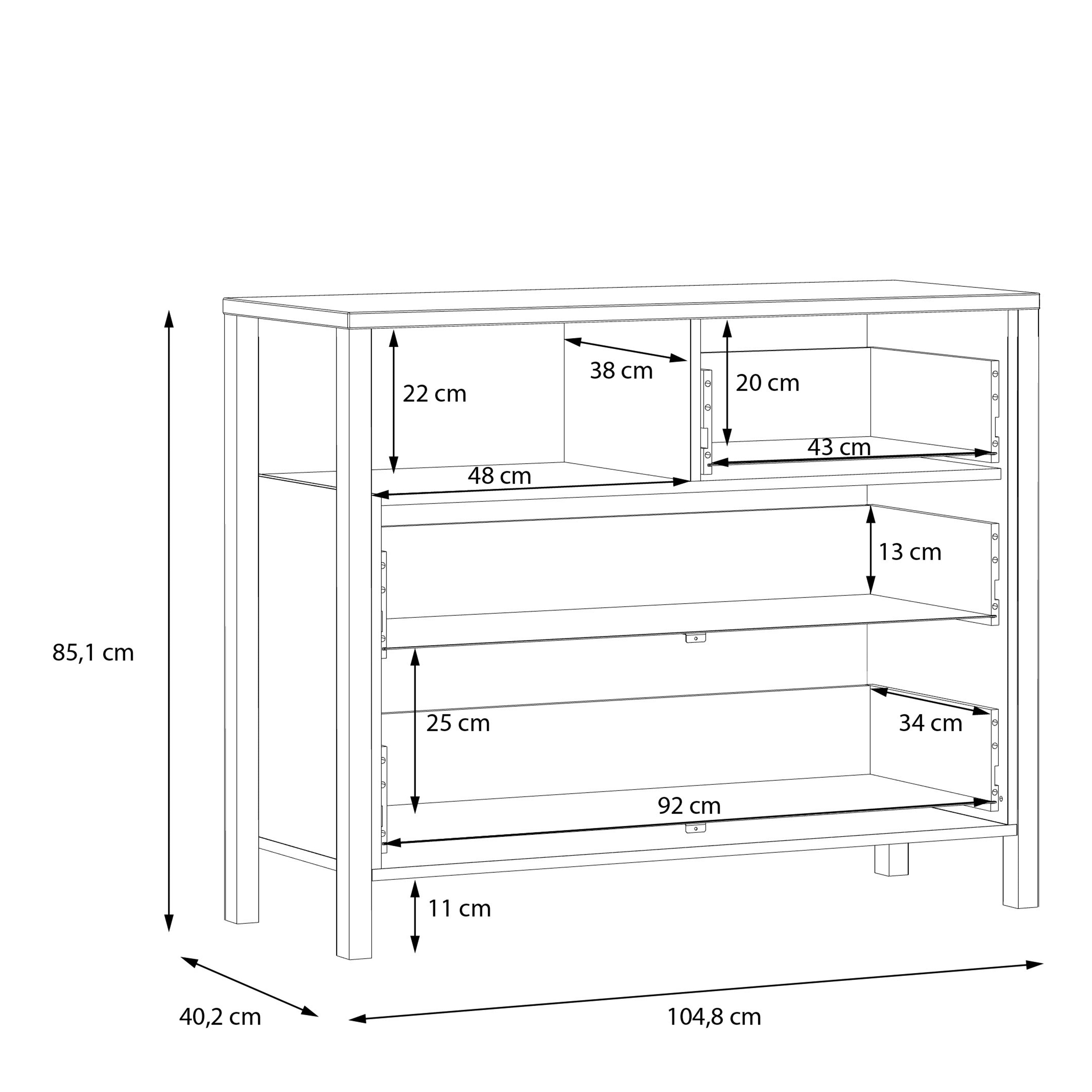 High Rock Chest of 3 Drawers in Matt Black/Riviera Oak – FTG, view 8
