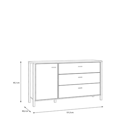 High Rock 1 Door 3 Drawer Sideboard in Matt Black/Riviera Oak – FTG, view 8