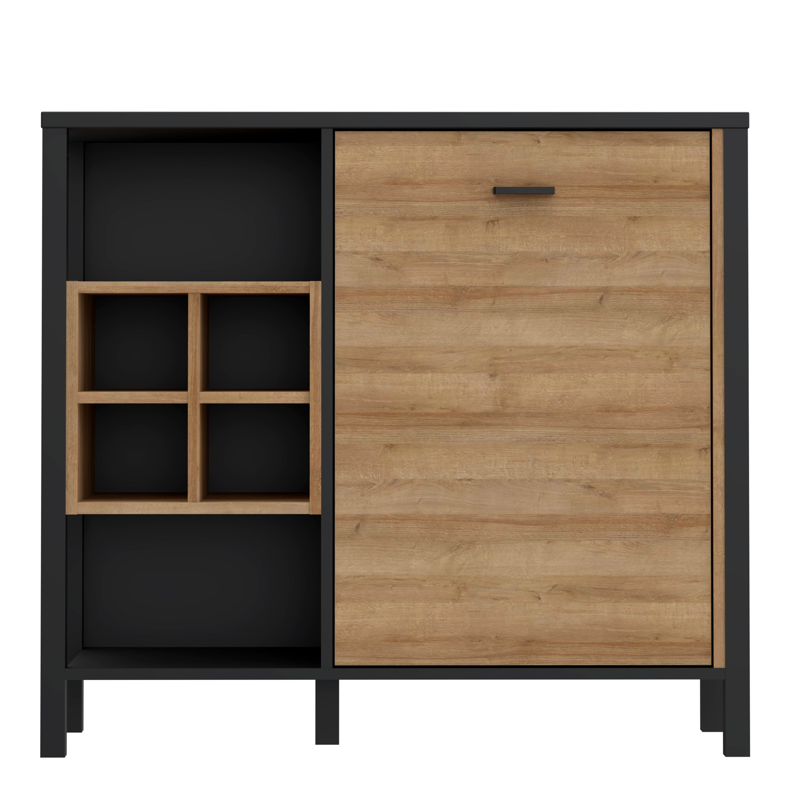 High Rock Storage/Display Chest in Matt Black/Riviera Oak – FTG, view 2