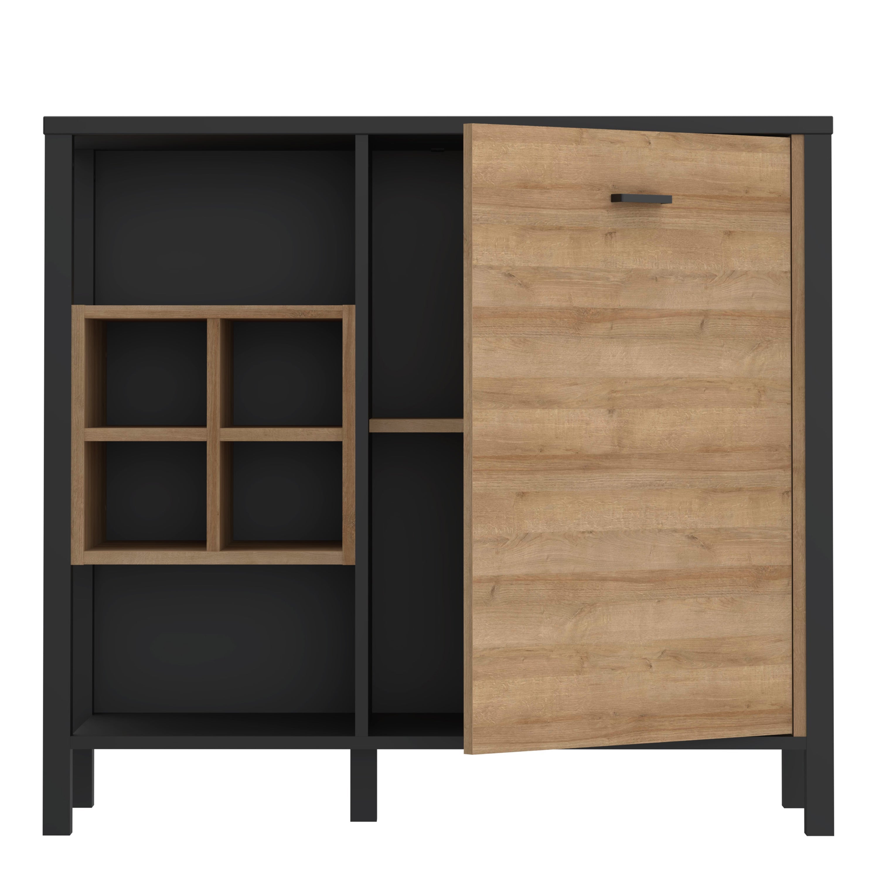 High Rock Storage/Display Chest in Matt Black/Riviera Oak – FTG, view 5