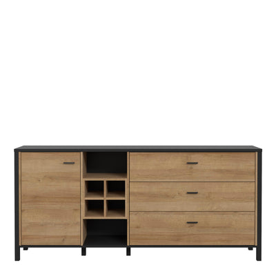 High Rock (Large) Sideboard in Matt Black/Riviera Oak – FTG, view 2