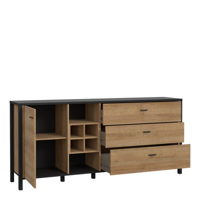 High Rock (Large) Sideboard in Matt Black/Riviera Oak – FTG, view 3