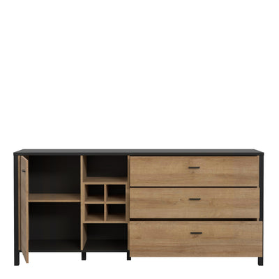 High Rock (Large) Sideboard in Matt Black/Riviera Oak – FTG, view 4