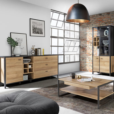 High Rock (Large) Sideboard in Matt Black/Riviera Oak – FTG, view 5