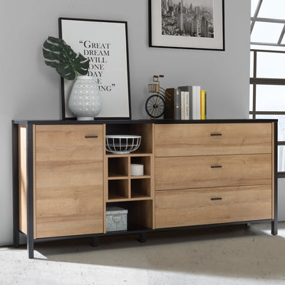 High Rock (Large) Sideboard in Matt Black/Riviera Oak – FTG, view 6