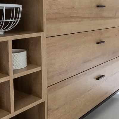 High Rock (Large) Sideboard in Matt Black/Riviera Oak – FTG, view 7
