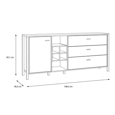 High Rock (Large) Sideboard in Matt Black/Riviera Oak – FTG, view 9